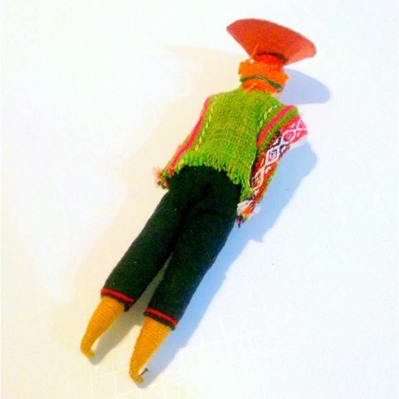 Vintage Hand Painted Bisque and Fabric Peruvian Souvenir Male Doll - Picture 4 of 4